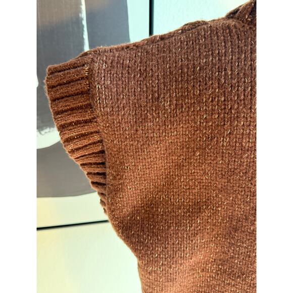 OntWelfth Metallic Knit Sleeveless Sweater Vest with Pearls – Brown Shimmer, XL - Picture 14 of 15